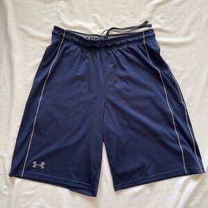 Under Armour Athletic Shorts (Navy Blue, Mens M)